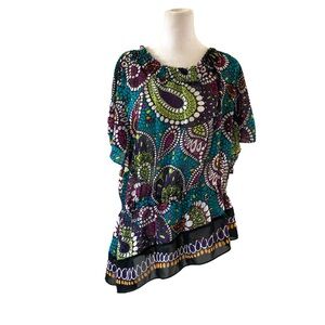 Nicole Large Blue and Purple Asymmetrical Blouse